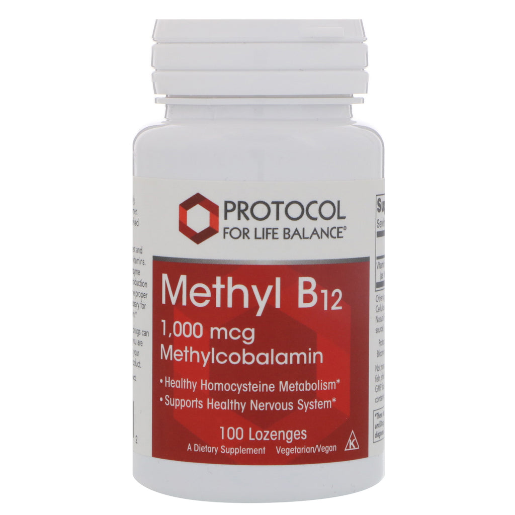 जीवन संतुलन के लिए प्रोटोकॉल, मिथाइल बी12, 1000 एमसीजी, 100 लोज़ेंजेस