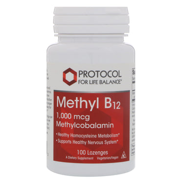 Protocol for Life Balance, Metil B12, 1000 mcg, 100 Pastilhas