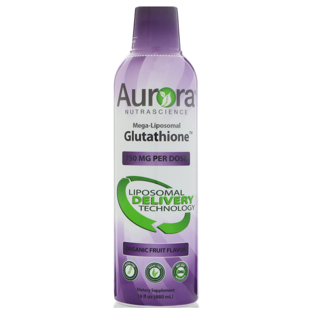 Aurora Nutrascience, メガリポソームグルタチオン、フルーツフレーバー、750 mg、16 fl oz (480 ml)