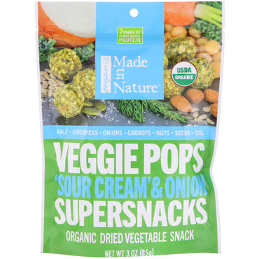 Made in Nature, Veggie Pops, superaperitivos de 'crema agria' y cebolla, 3 oz (85 g)