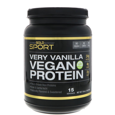 California Gold Nutrition, veganes Protein „Very Vanilla“, Erbsen und brauner Reis, ohne Soja, ohne GVO, 16 oz (454 g)