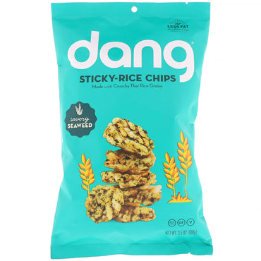 Dang Foods LLC, Chips de riz gluant, algues salées, 3,5 oz (100 g)