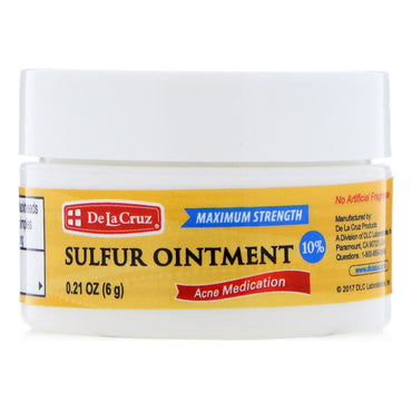 De La Cruz, unguent cu sulf, medicamente pentru acnee, putere maximă, 0,21 oz (6 g)