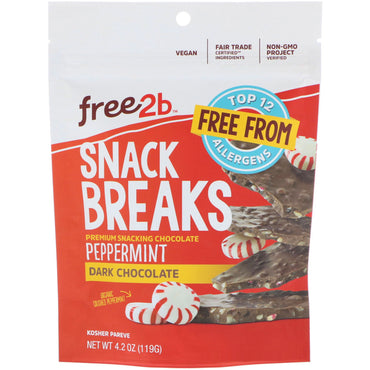Free2B, Snack Breaks, Peppermint, Dark Chocolate, 4.2 oz (119 g)