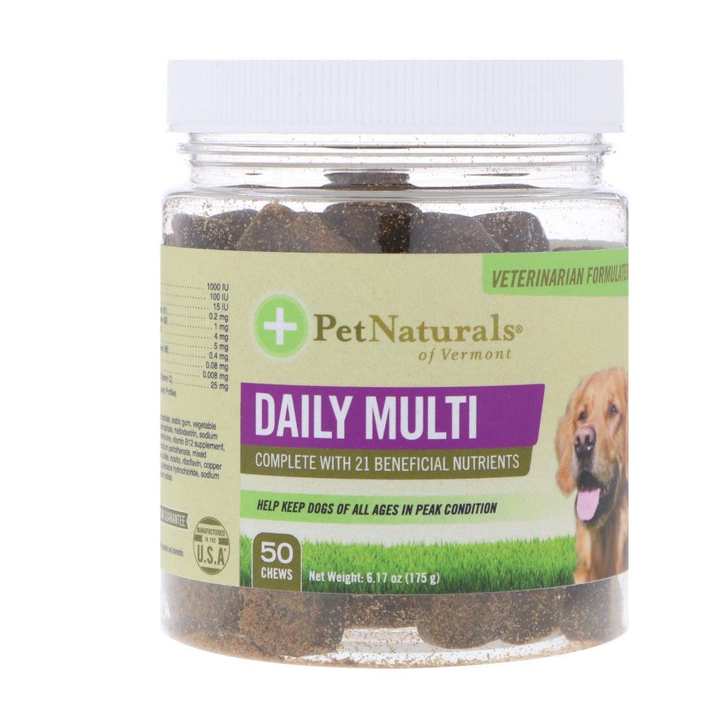 Pet Naturals of Vermont, Daily Multi, per cani, 50 masticabili, 6,17 once (175 g)