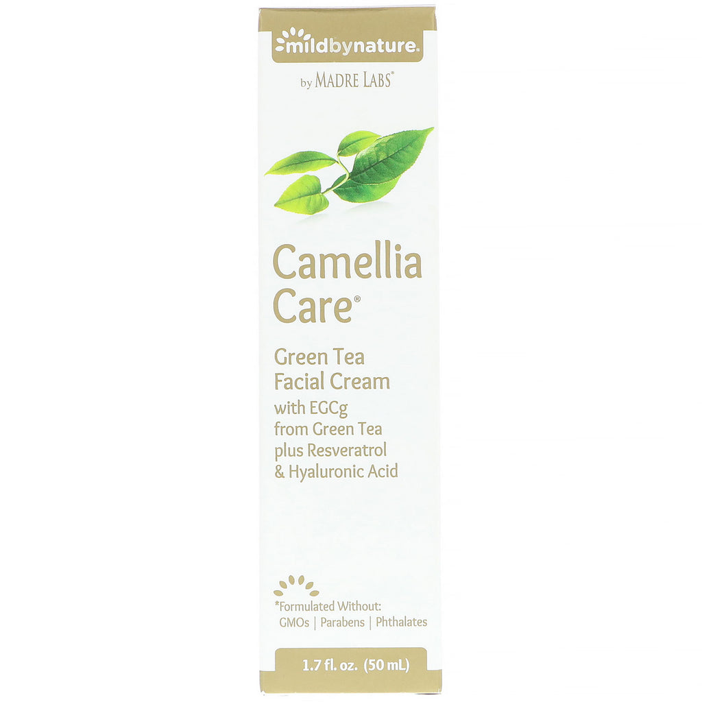Mild By Nature, Camellia Care، كريم الوجه بالشاي الأخضر، 1.7 أونصة سائلة (50 مل)