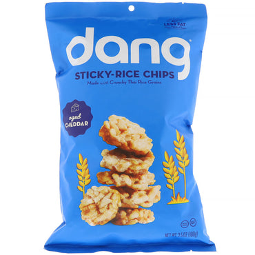 Dang Foods LLC, chips de arroz pegajoso, queso cheddar añejo, 3,5 oz (100 g)