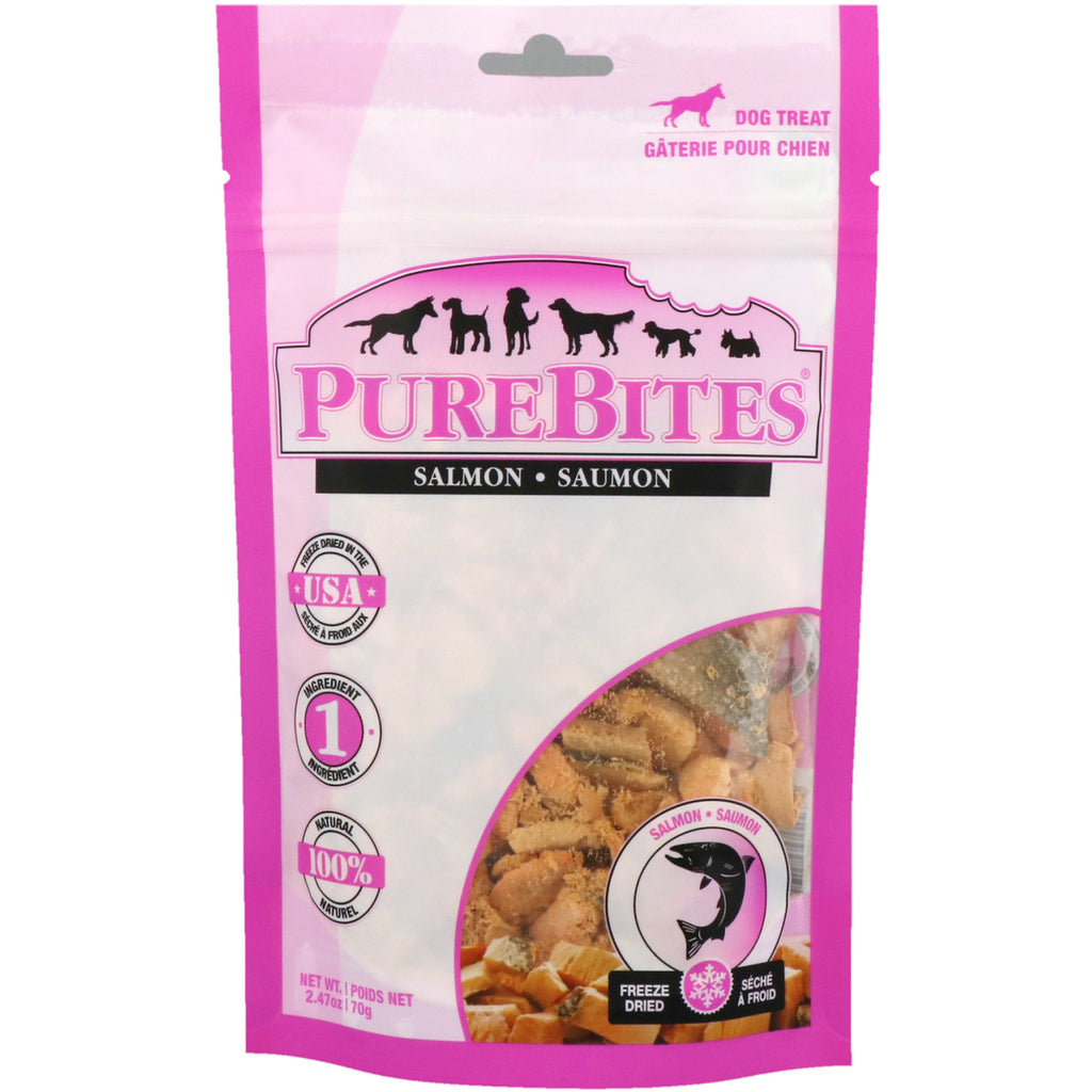 Pure Bites ฟรีซดราย ขนมสำหรับสุนัข ปลาแซลมอน 2.47 ออนซ์ (70 กรัม)