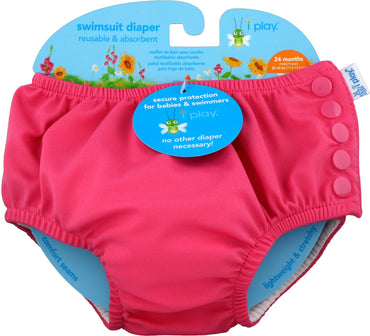 iPlay Inc., Swimsuit Diaper, Reusable & Absorbent, 24 Months, Hot Pink, 1 Diaper