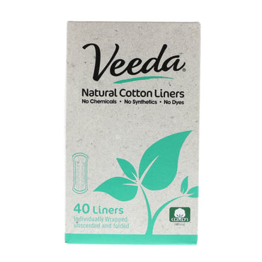 Veeda, Natural Cotton Liners, Unscented, 40 Liners