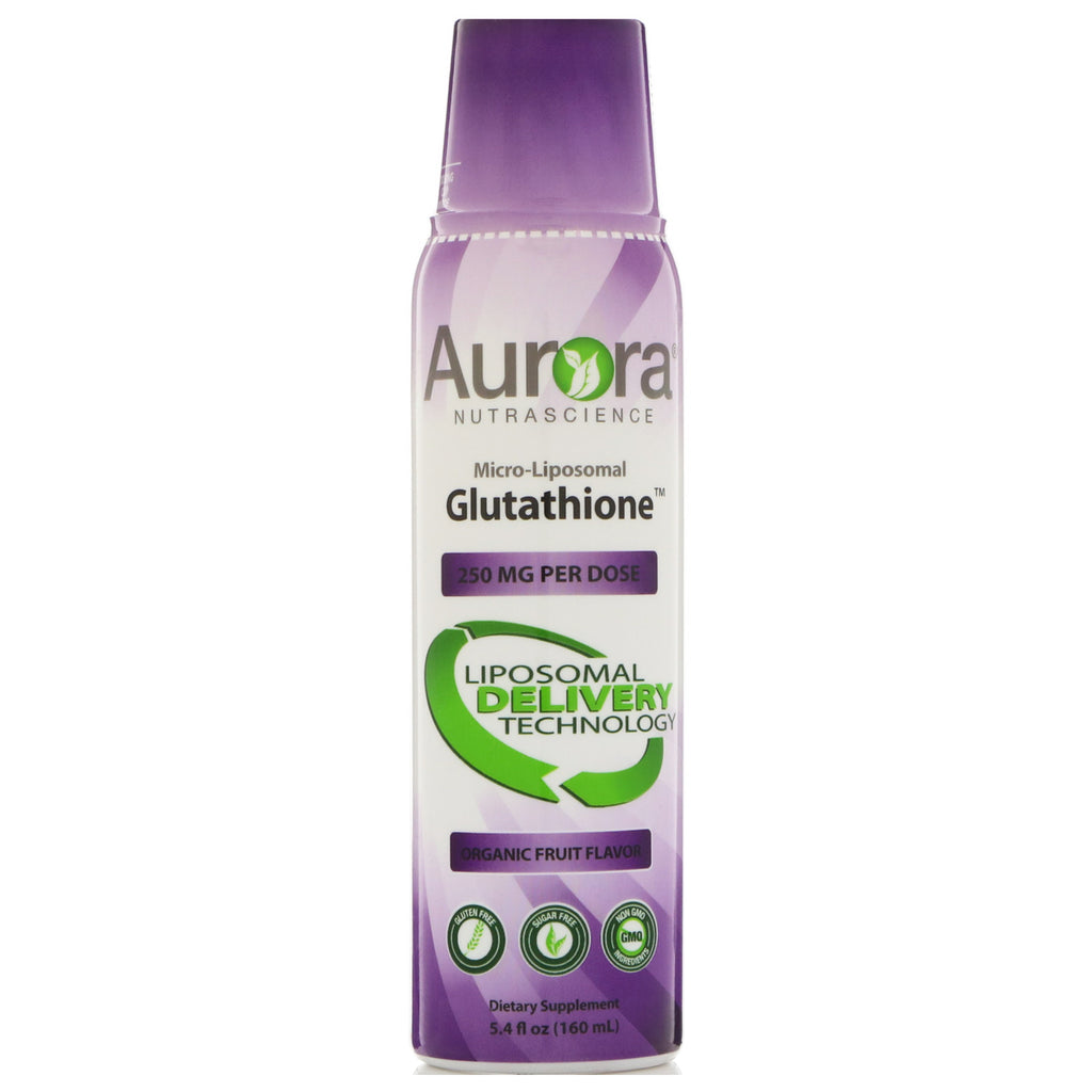 Aurora Nutrascience, マイクロリポソームグルタチオン、フルーツフレーバー、250 mg、5.4 fl oz (160 ml)