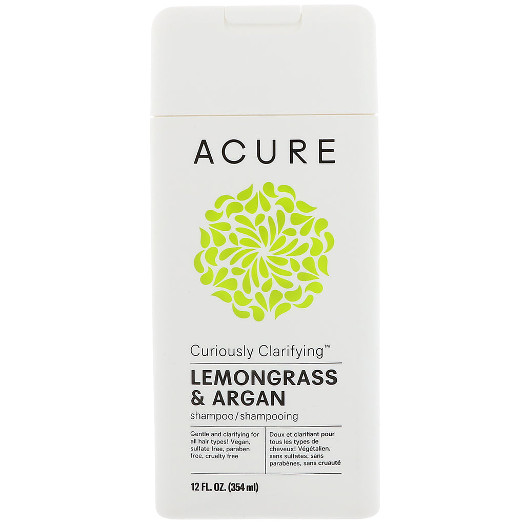 Acure, キュリオスリー クラリファイング シャンプー、レモングラス & アルガン、12 fl oz (354 ml)