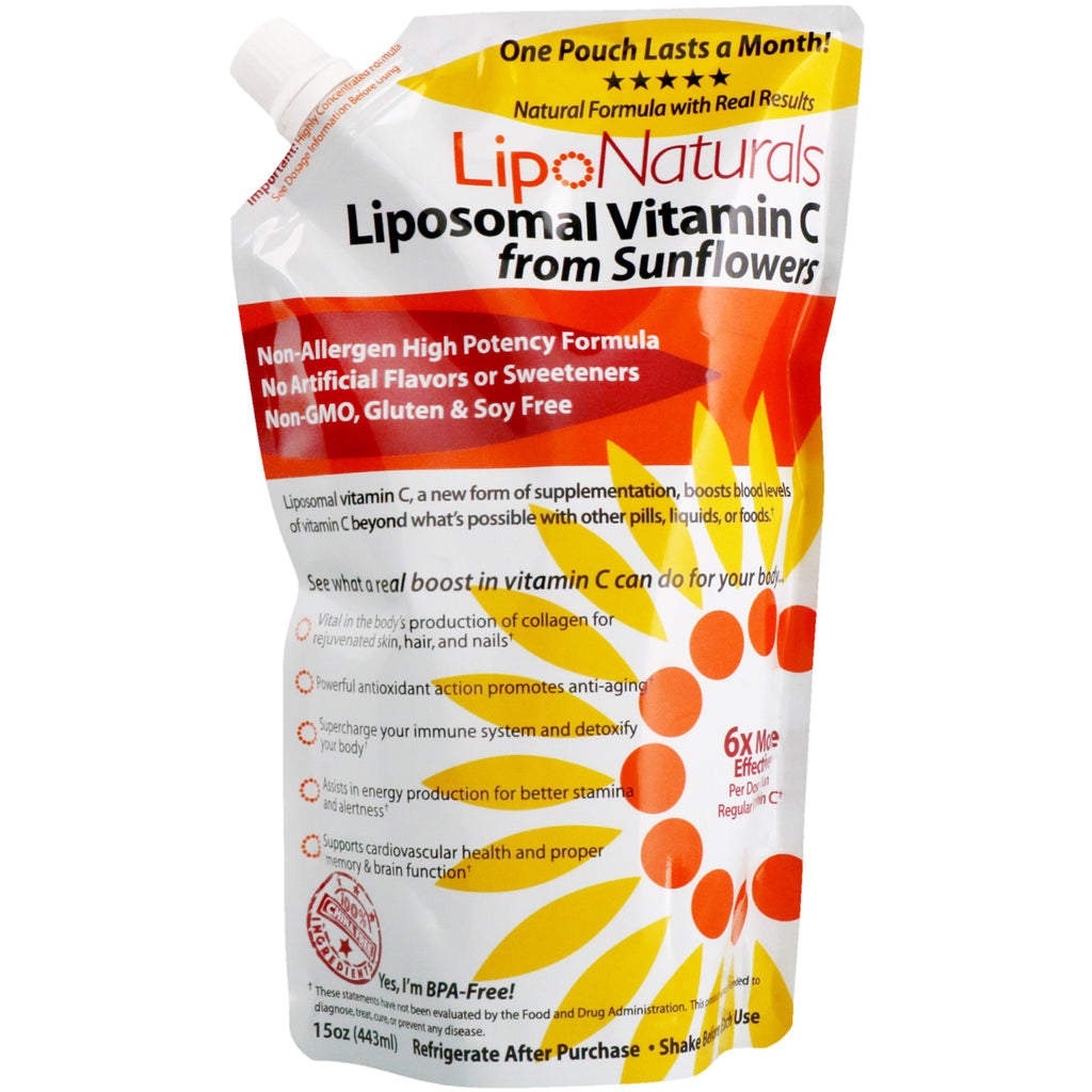 Lipo Naturals, vitamina C lipozomală din floarea soarelui, 15 oz (443 ml)