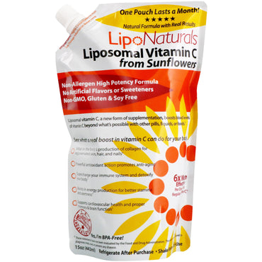 Lipo Naturals, ヒマワリ由来のリポソームビタミン C、15 オンス (443 ml)