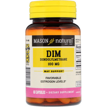 Mason Natural, DIM ثنائي إندوليل ميثان، 100 ملجم، 60 كبسولة