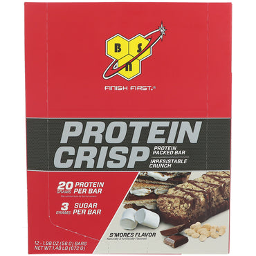 BSN Protein Crisp S'mores Sabor 12 Barras 1,98 oz (56 g)