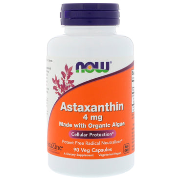 Now Foods, astaxantina, 4 mg, 90 cápsulas vegetales