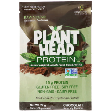 Genceutic Naturals, Proteína vegetal, chocolate, 27 g