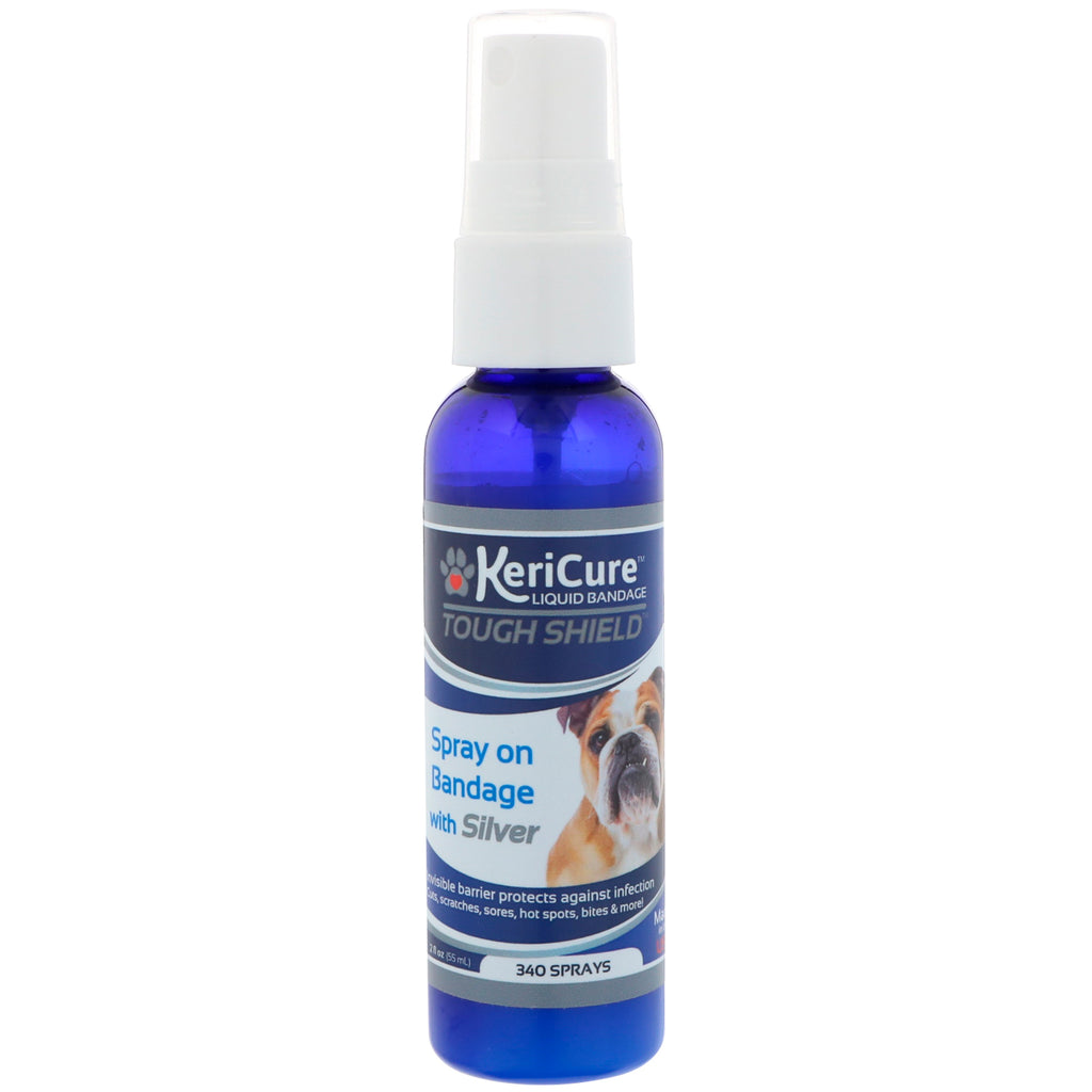 KeriCure, Tough Shield, Spray på bandage med silver, för husdjur och smådjur, 2 fl oz (55 ml)