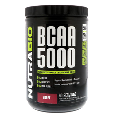 NutraBio Labs, BCAA 5000, Raisin, 0,83 lb (374 g)