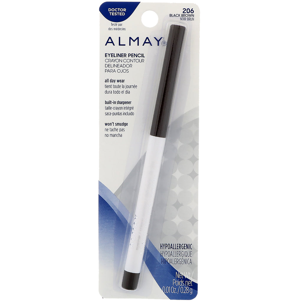 Almay, matita per eyeliner, 206, marrone nero, 0,01 oz (0,28 g)