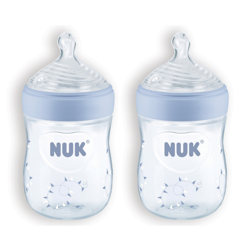 NUK, Simply Natural, Butelki, Chłopiec, 0+ miesięcy, Powolne, 2 szt., 5 uncji (150 ml) Każda