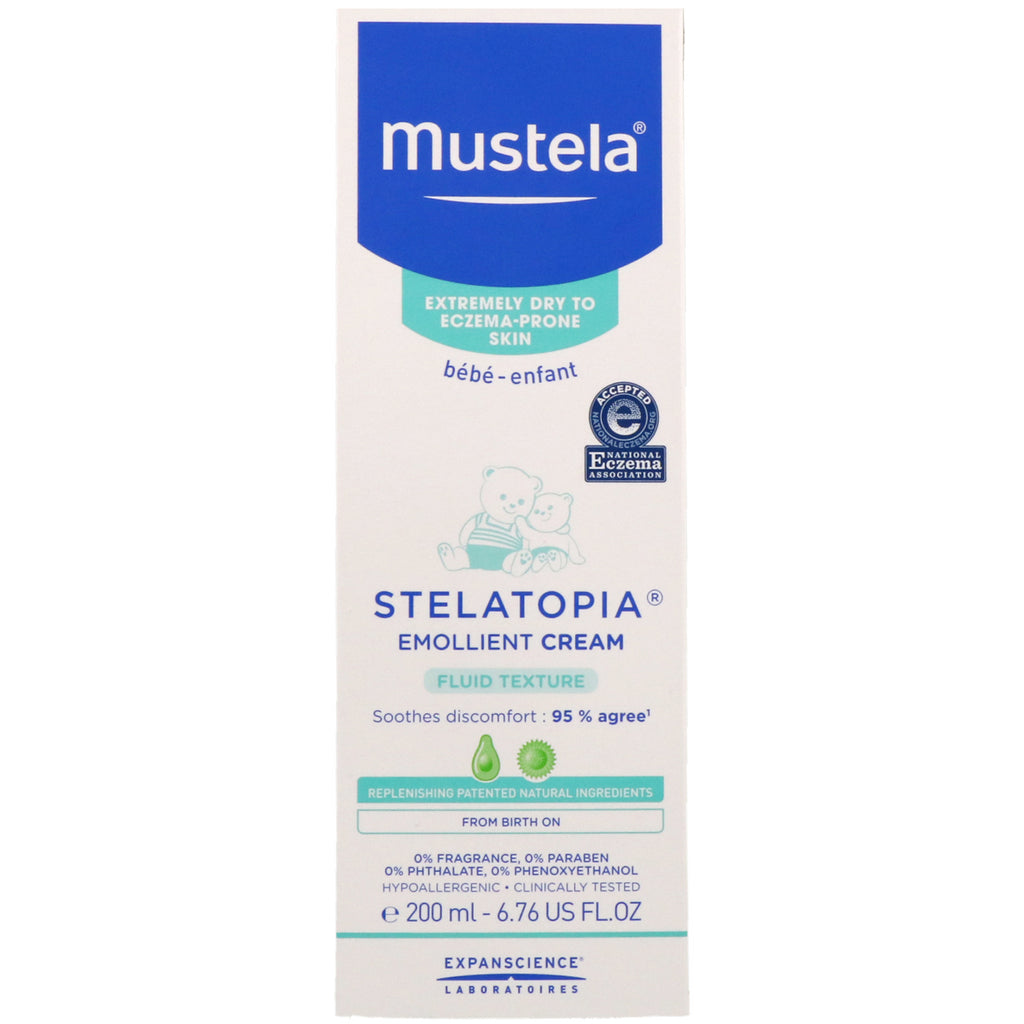 मुस्टेला, बेबी, स्टेलाटोपिया इमोलिएंट क्रीम, अत्यधिक शुष्क त्वचा के लिए, 6.76 फ़्लूड आउंस (200 मिली)