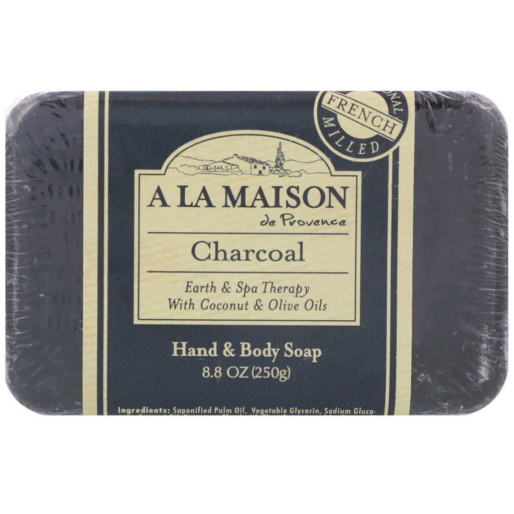 A La Maison de Provence, Savon en pain pour les mains et le corps, Charbon, 8,8 oz (250 g)