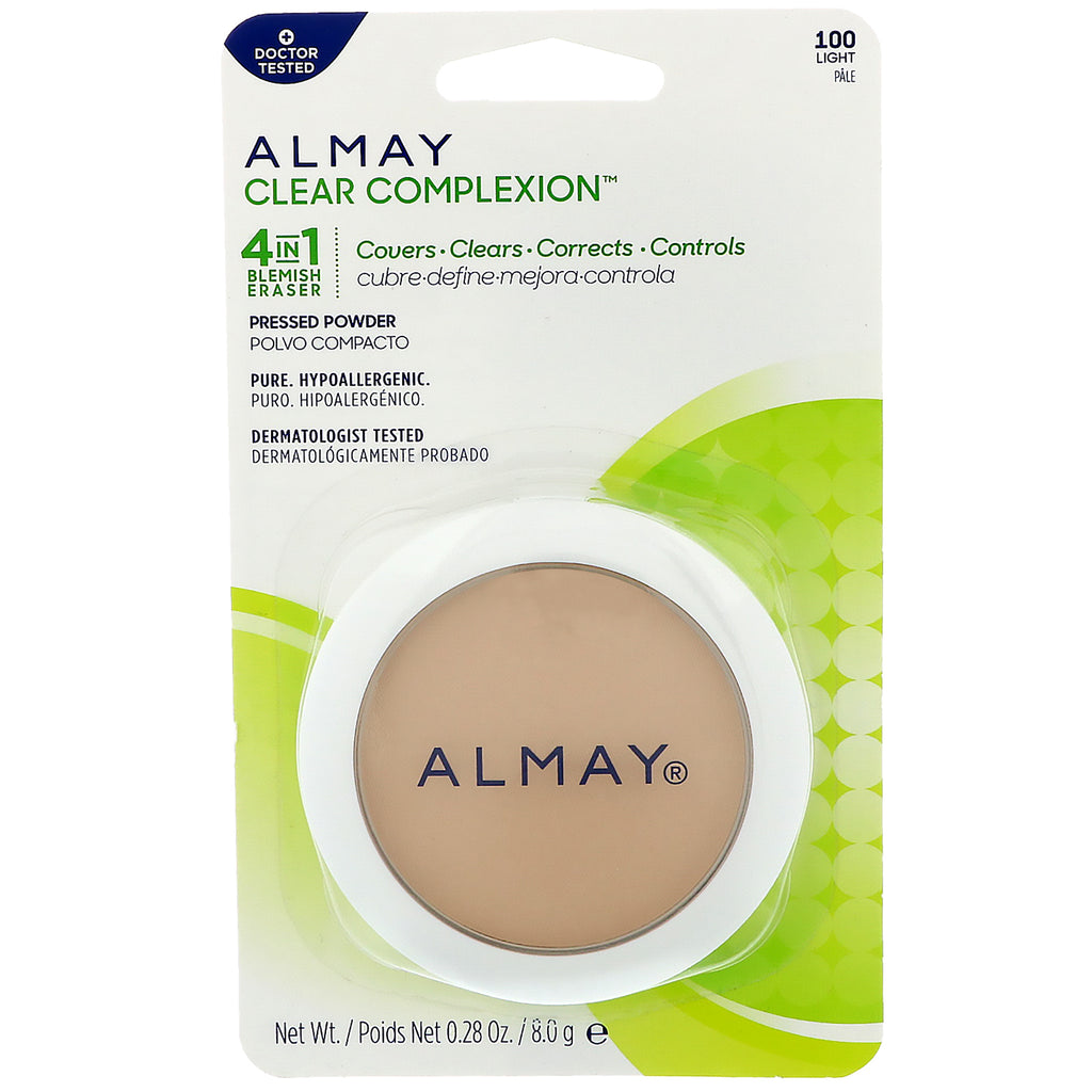 Almay, Polvo compacto Clear Complexion, 100, ligero, 8 g (0,28 oz)