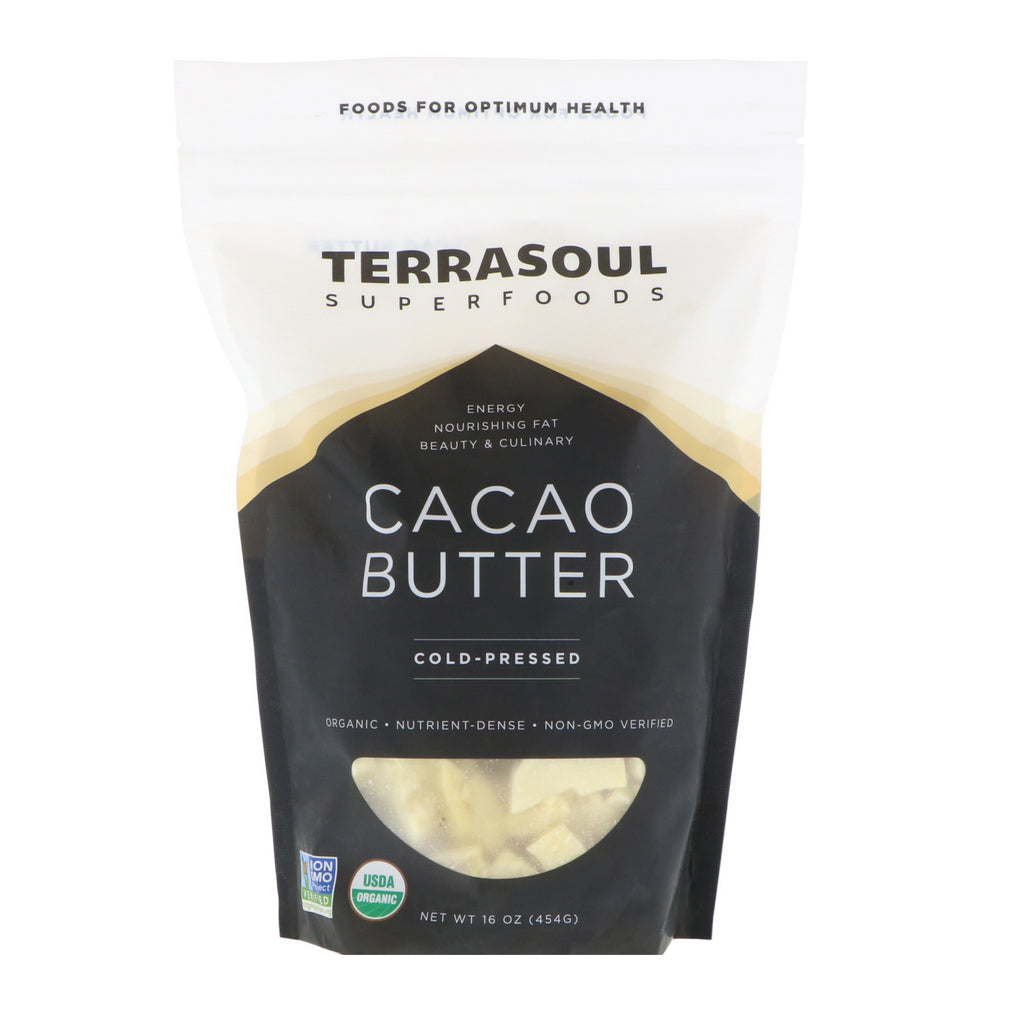 Terrasoul Superfoods, manteca de cacao, prensada en frío, 16 oz (454 g)
