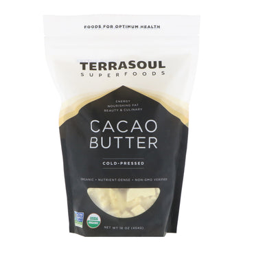 Terrasoul Superfoods, kakaosmør, koldpresset, 16 oz (454 g)