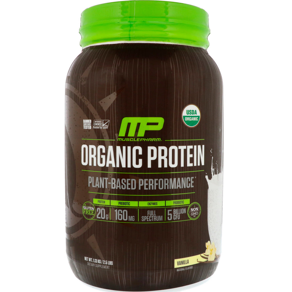 MusclePharm Natural, protéines, à base de plantes, vanille, 2,5 lb (1,13 kg)