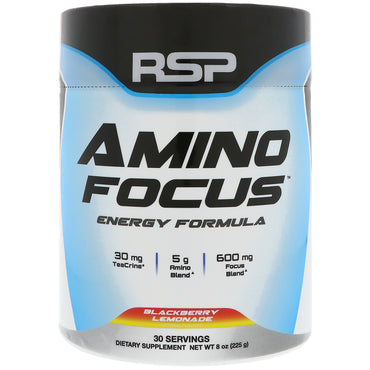 RSP Nutrition, Amino Focus, Formule énergétique, Limonade aux mûres, 8 oz (225 g)