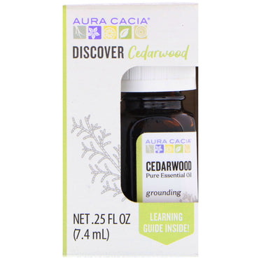 Aura Cacia, Discover Cedarwood, שמן אתרי טהור, .25 פל אונקיות (7.4 מ"ל)