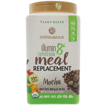 Sunwarrior, Illumin8, Plant-Based  Superfood Meal Replacement, Mocha, 1.76 lb (800 g)