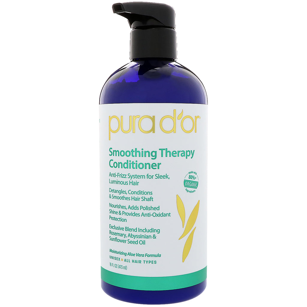 Pura D'or, Après-shampooing thérapeutique lissant, 16 fl oz (473 ml)