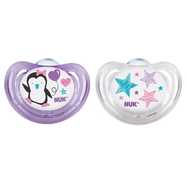 NUK, Air Flow, Orthodontic Pacifier, Girl, 0-6 Months, 2 Pacifiers