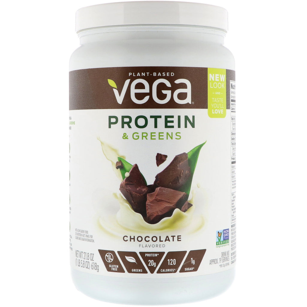 Vega, protein och grönt, chokladsmak, 21,8 oz (618 g)