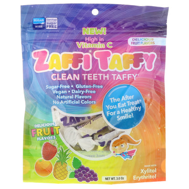 Zollipops Zaffi Taffy Clean Teeth Taffy טעמי פירות טעימים 3.0 oz
