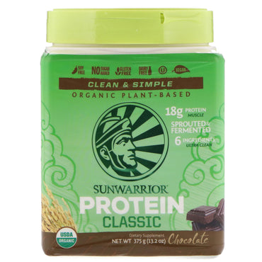 Sunwarrior, Classic Protein,  Plant-Based, Chocolate, 13.2 oz (375 g)