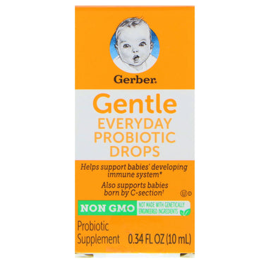 Gerber, Gentle, Everyday Probiotic Drops, Birth+, 0.34 fl oz (10 ml)