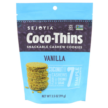 Sejoyia Foods, Coco-Thins, galletas de anacardo para picar, vainilla, 3,5 oz (99 g)