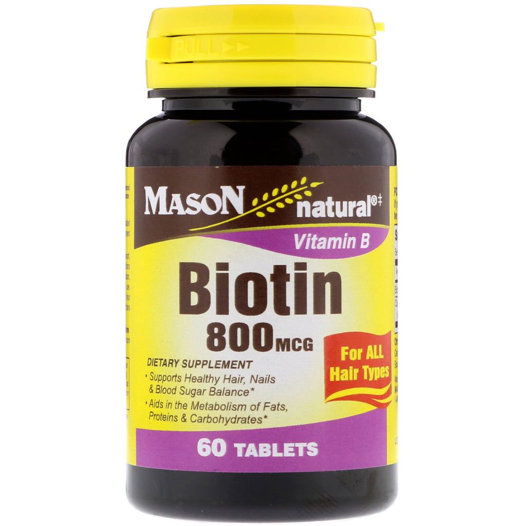 Mason Natural, Biotin, 800 mcg, 60 tabletter
