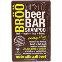 BRÃ¶Ã¶, Craft Beer Bar Shampoo, Energizing, Cactus Lime & Ginger, 5.25 oz (149 g)