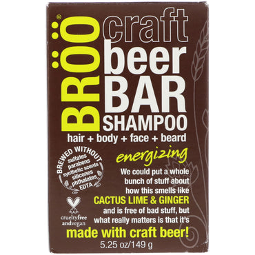 BRöö, Shampoing Craft Beer Bar, énergisant, cactus citron vert et gingembre, 5,25 oz (149 g)