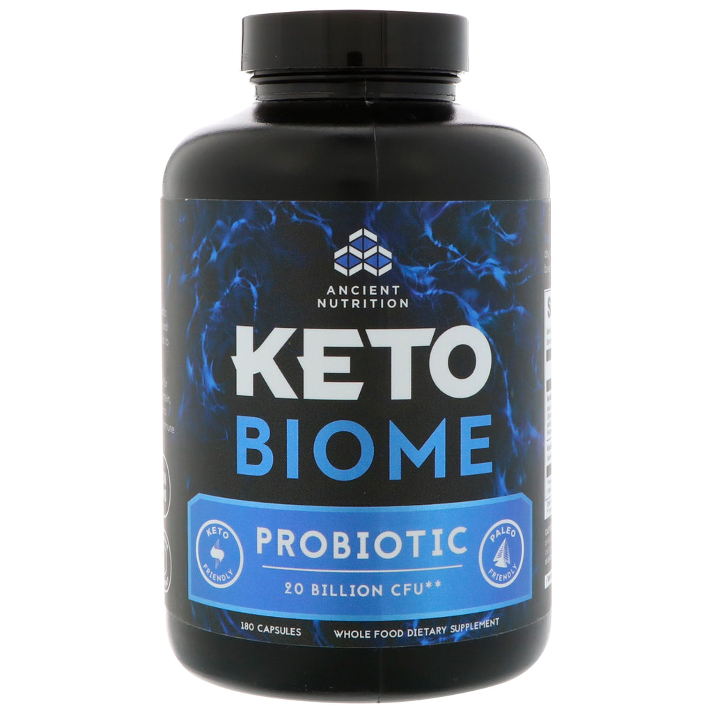 Dr. Axe / Ancient Nutrition, Keto Biome, Probiotique, 20 milliards d'UFC, 180 gélules