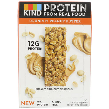 KIND Bars, barras de proteínas, mantequilla de maní crujiente, 12 barras, 1,76 oz (50 g) cada una