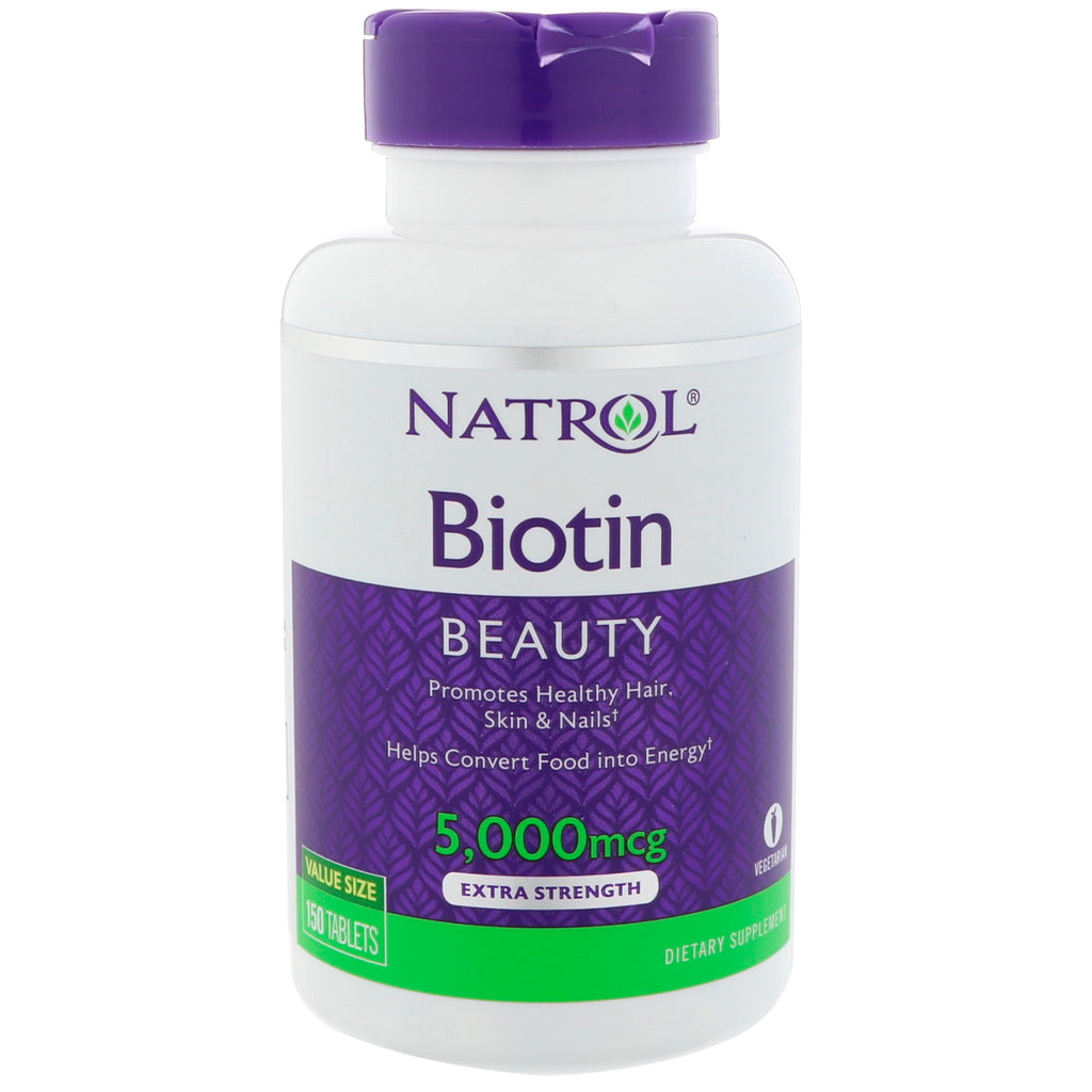 Natrol, Biotină, Extra Putere, 5000 mcg, 150 Tablete