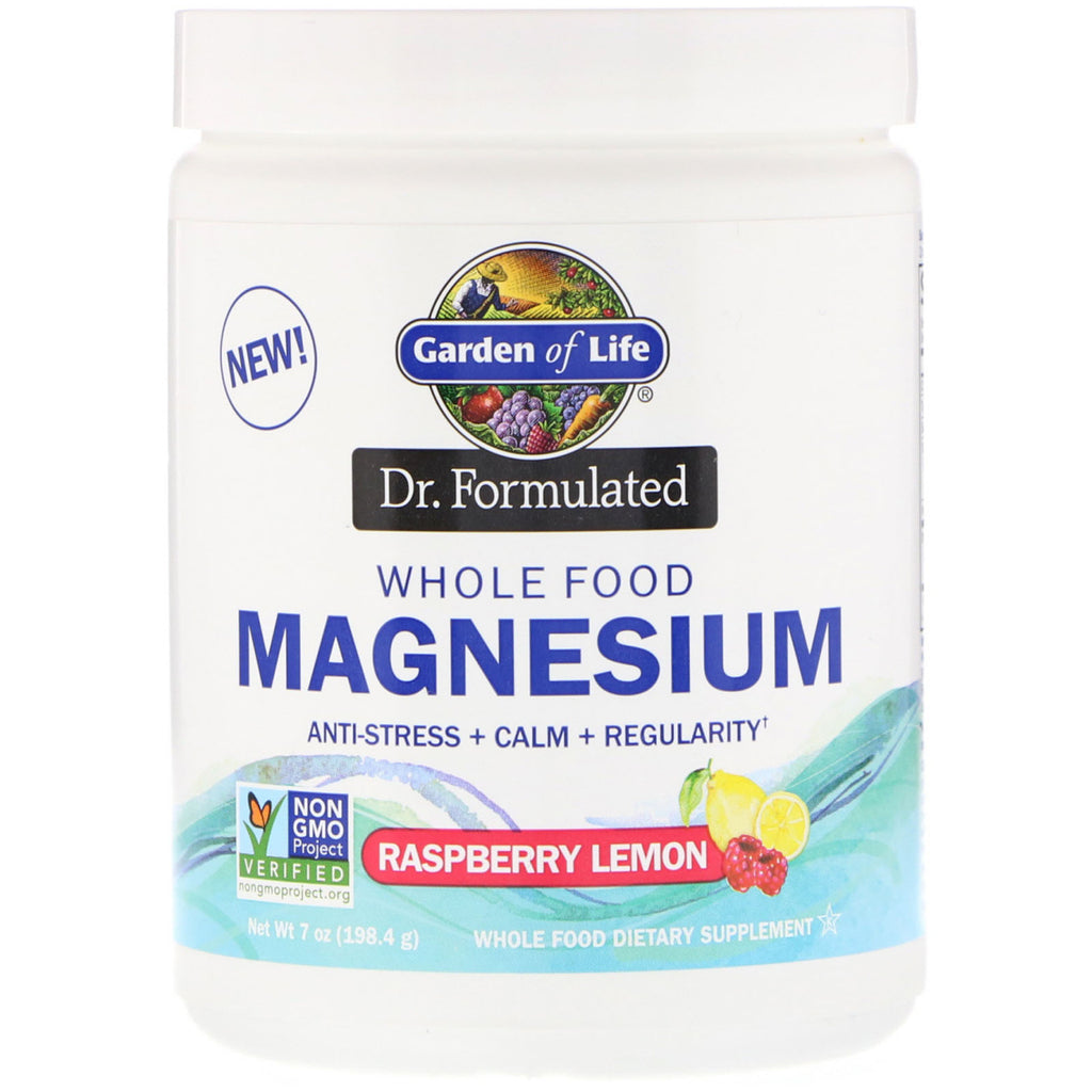 Garden of Life, Dr. Formulated, polvere di magnesio alimentare intero, limone lampone, 7 once (198,4 g)