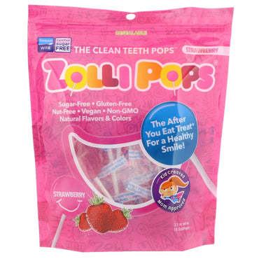 Zollipops، الأسنان النظيفة بوبس الفراولة، 15 ZolliPops (3.1 أوقية)